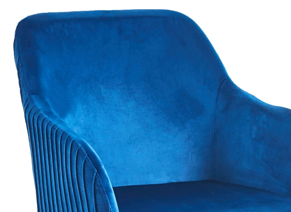 Lot de 2 chaises en velours bleu pieds en métal noir DEVOR - DécoInParis