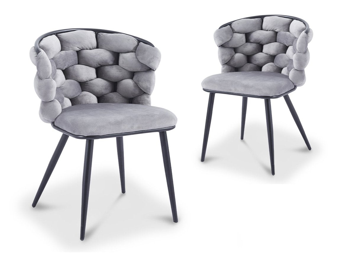 Lot de 2 chaises en velours gris pieds en métal noir CECILE - DécoInParis