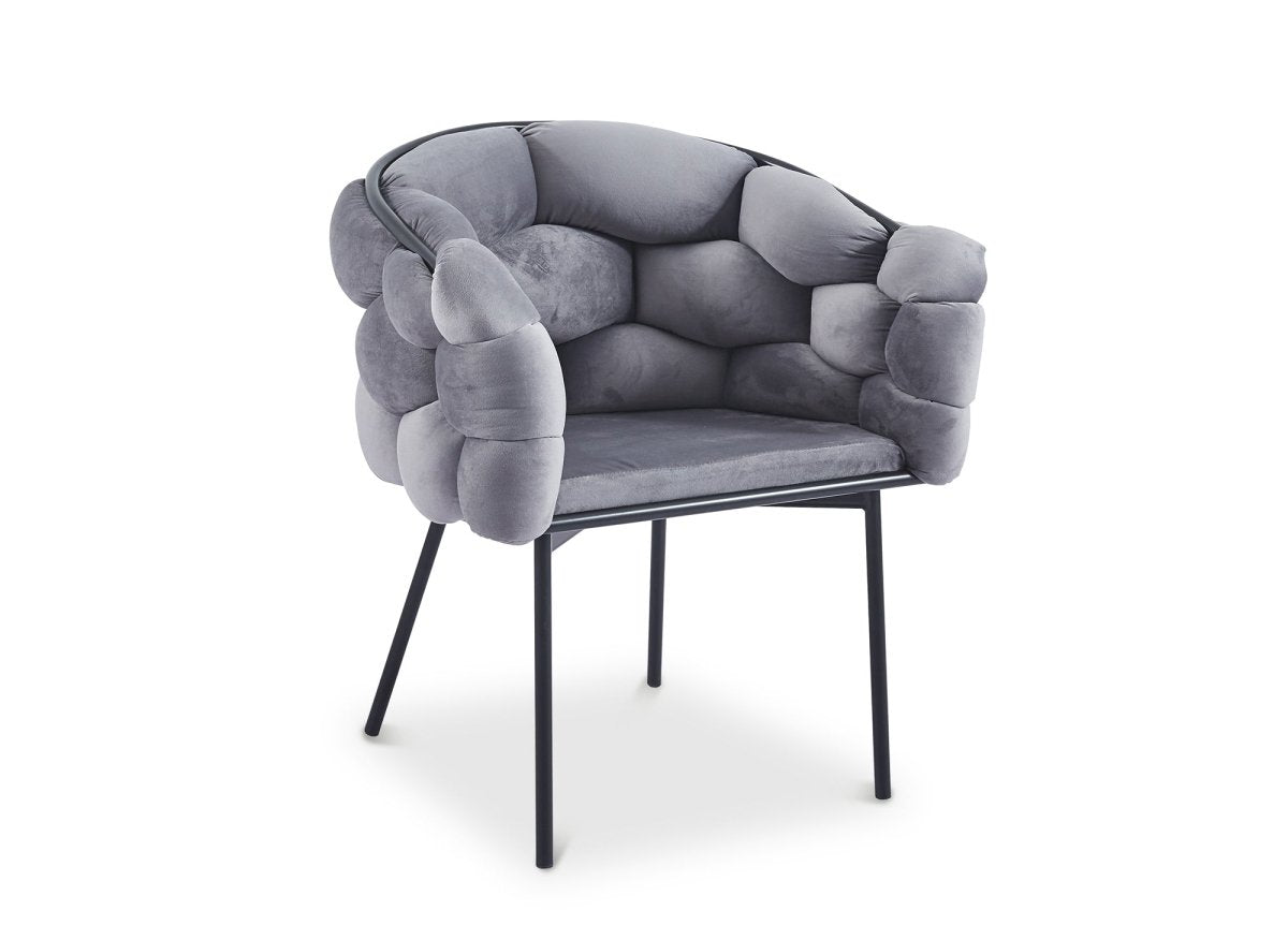 Lot de 2 chaises en velours gris pieds en métal noir CHARLOTTE - DécoInParis