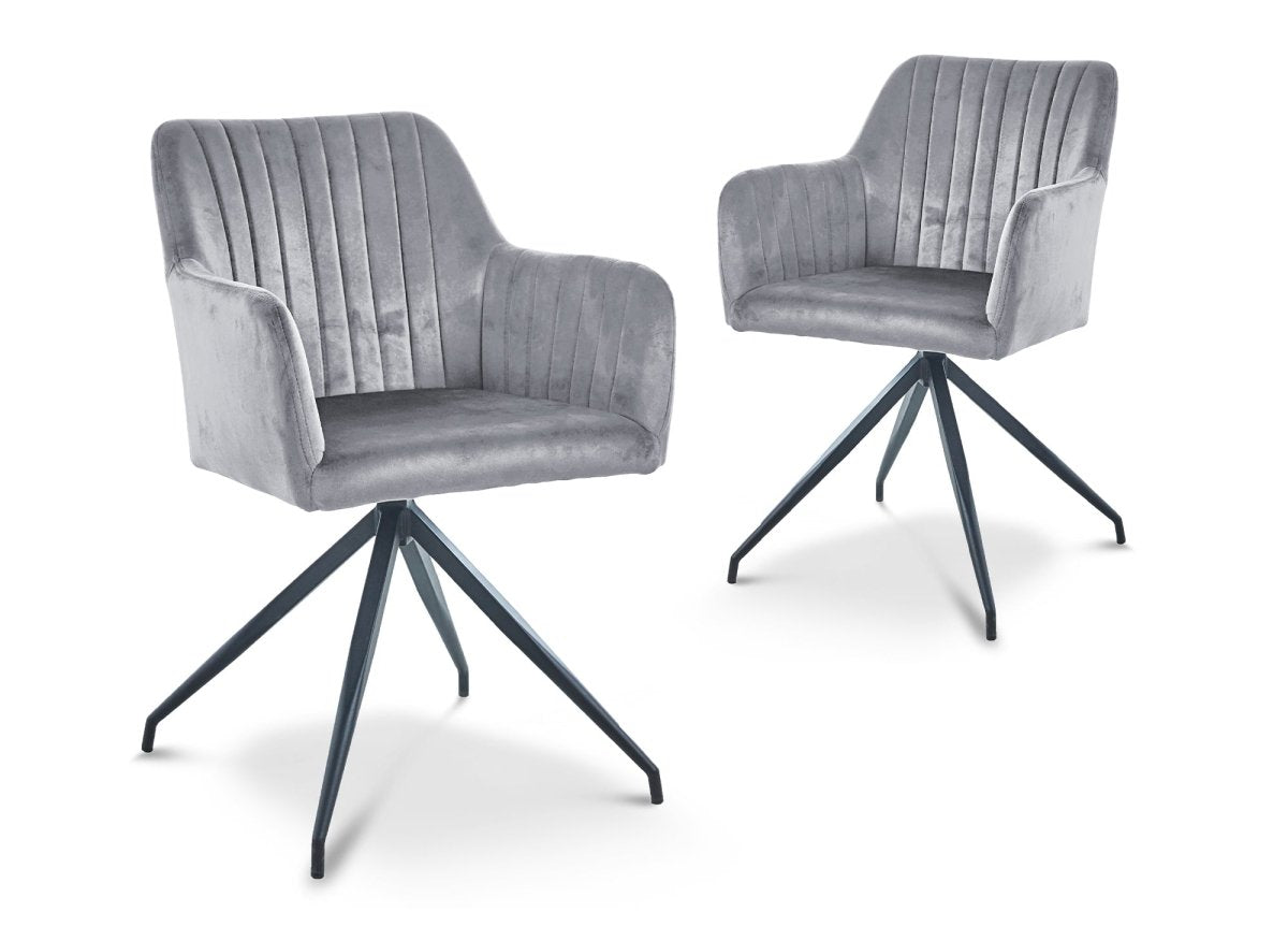Lot de 2 chaises en velours gris pieds en métal noir RATUS - DécoInParis