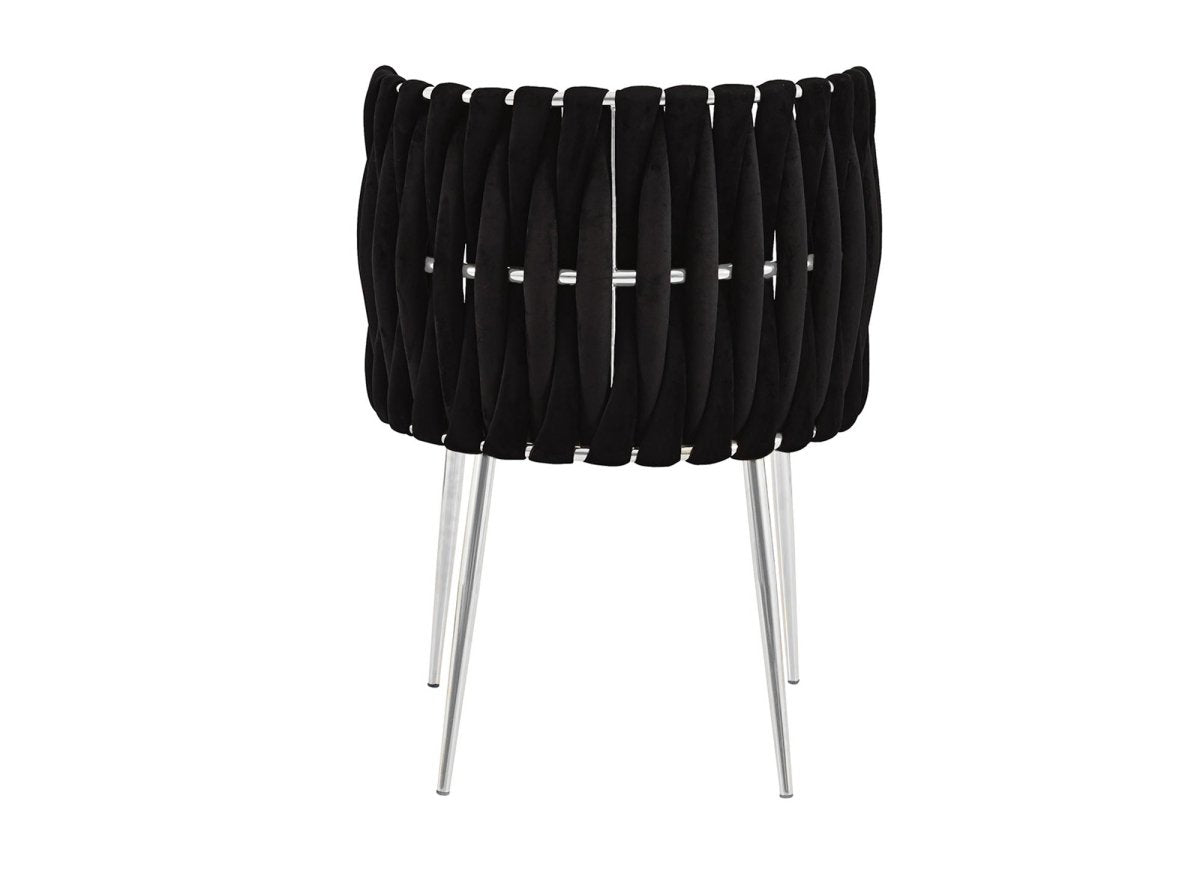 Lot de 2 chaises en velours noir pieds en métal argenté POLO - DécoInParis
