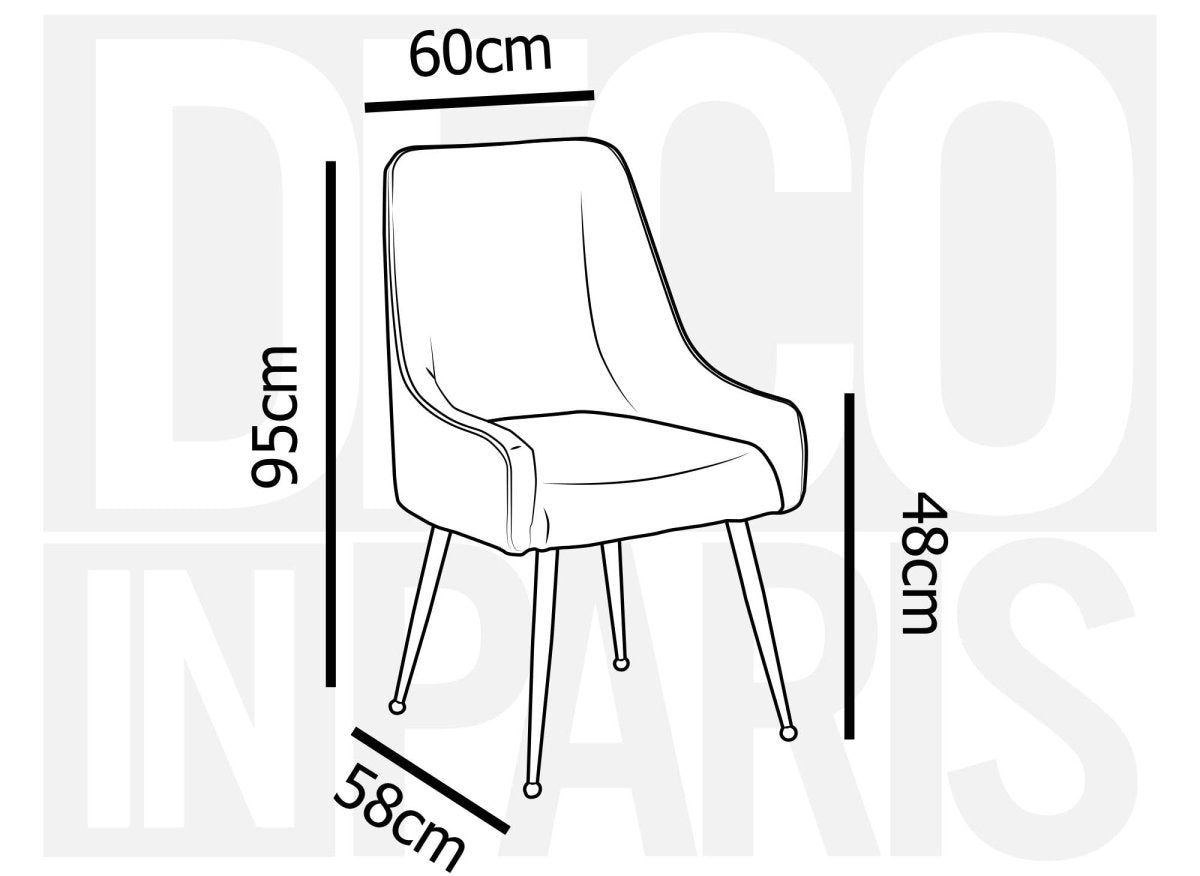 Lot de 2 chaises en velours noir pieds en métal doré DORY - DécoInParis
