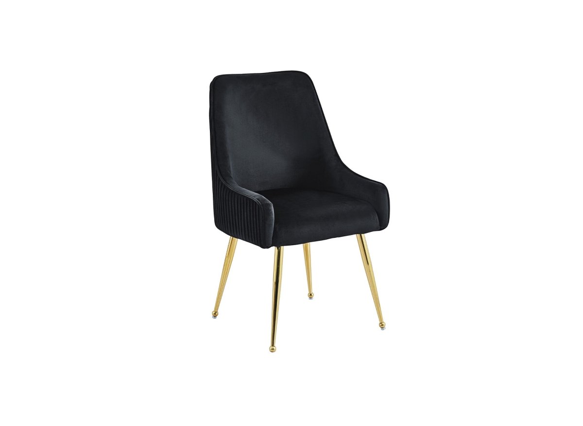 Lot de 2 chaises en velours noir pieds en métal doré DORY - DécoInParis
