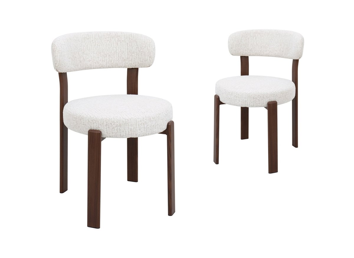 Lot de 2 chaises en velours tissé écru pieds en métal marron MARYSE - DécoInParis