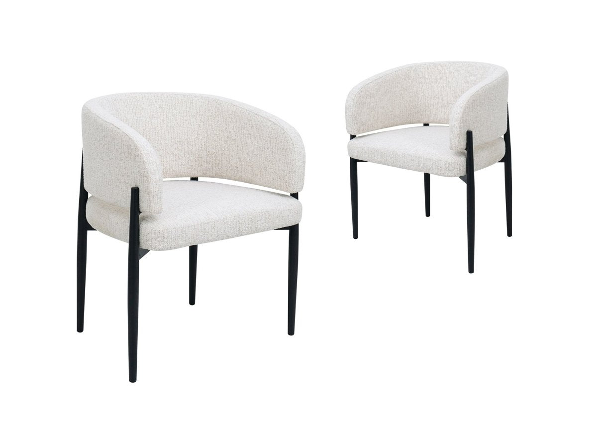 Lot de 2 chaises en velours tissé écru pieds en métal noir DIANA - DécoInParis