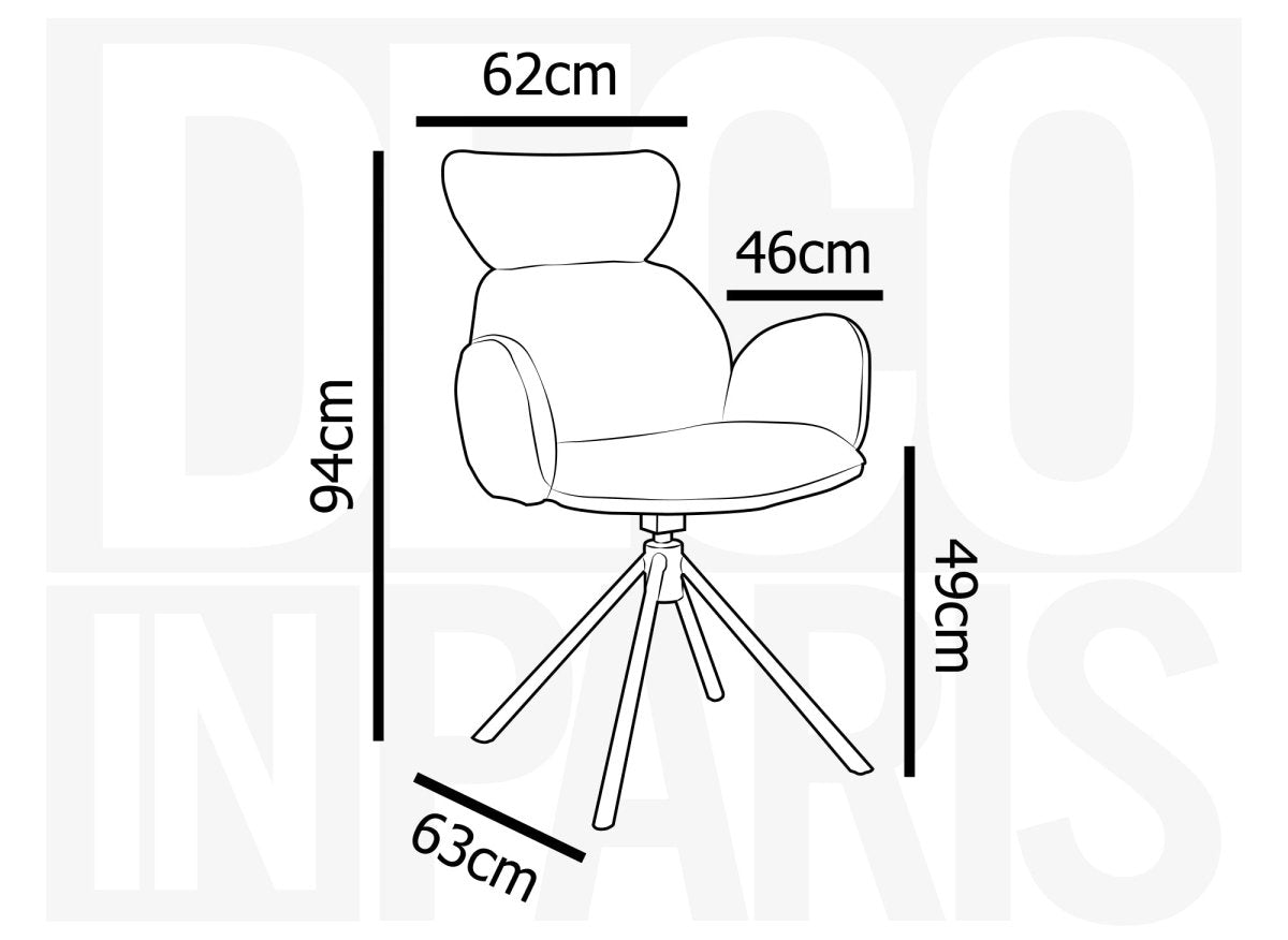 Lot de 2 chaises pivotantes avec accoudoirs en tissu effet peau de mouton gris MAGY - DécoInParis