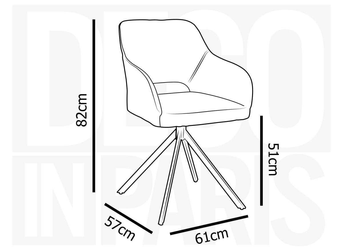 Lot de 2 chaises pivotantes design en tissu bouclette blanc écru CIEL - DécoInParis