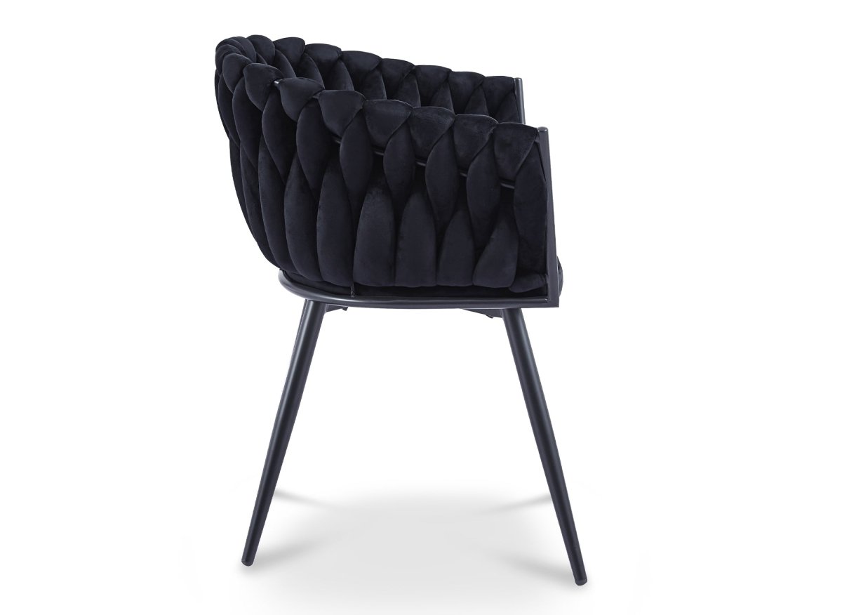 Lot de 2 chaises wave en velours noir CINDY - DécoInParis