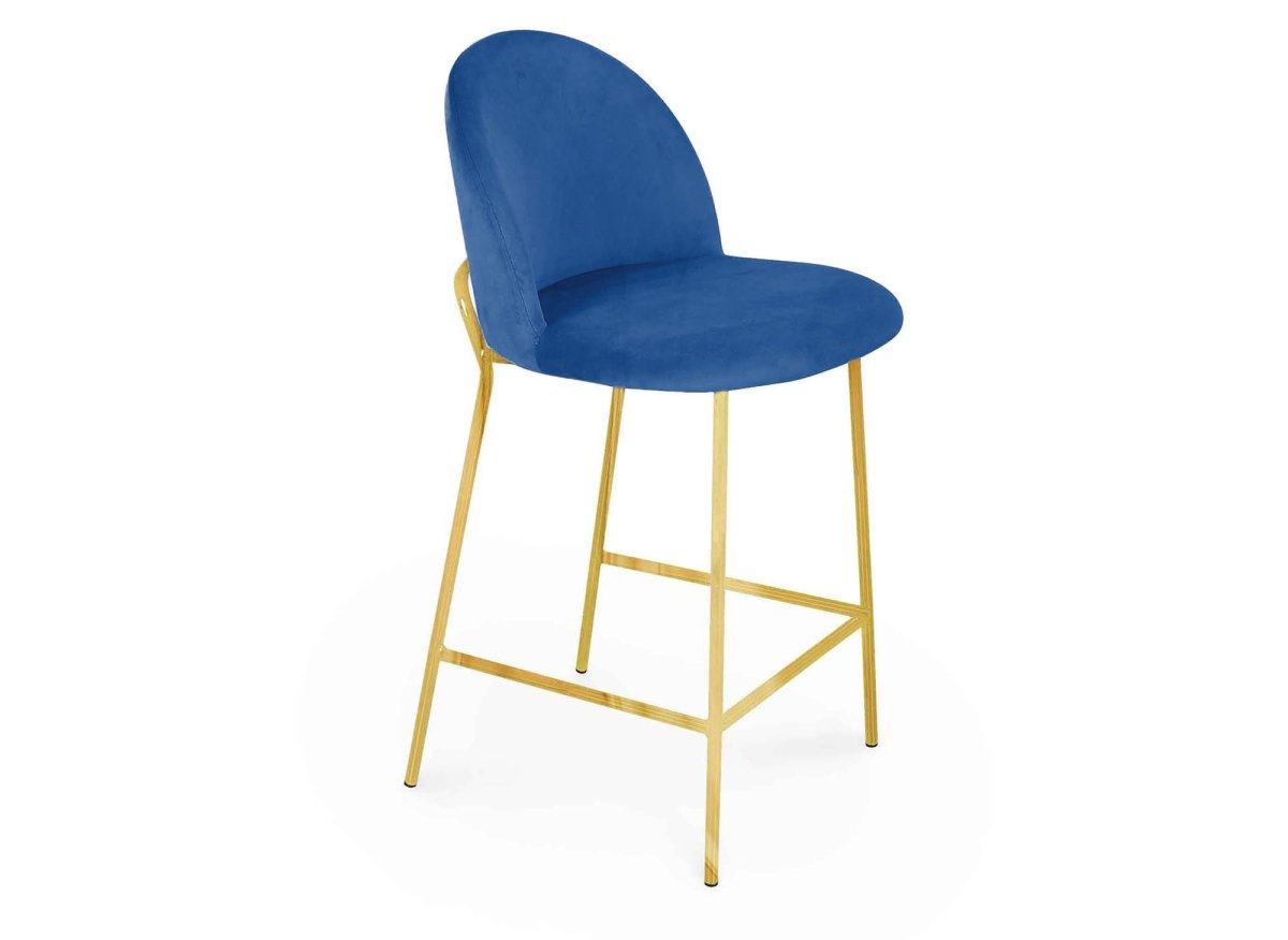 Lot de 2 tabourets de bar design en velours bleu ARABEL - DécoInParis