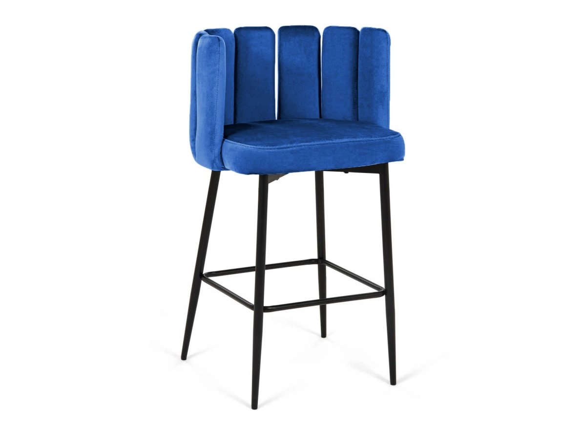 Lot de 2 tabourets de bar design en velours bleu DEBBY - DécoInParis