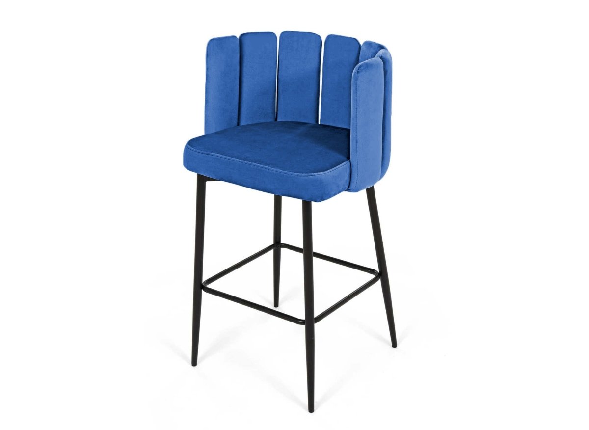 Lot de 2 tabourets de bar design en velours bleu DEBBY - DécoInParis