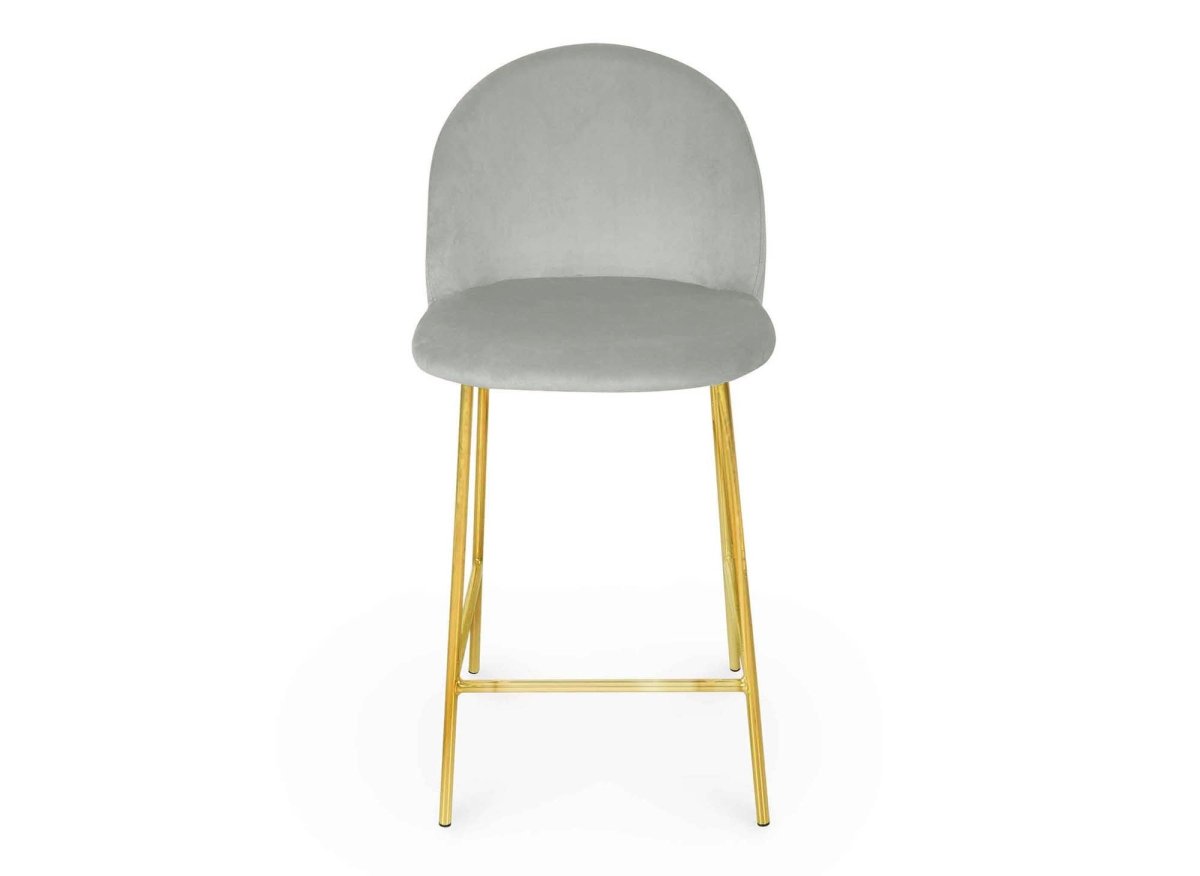 Lot de 2 tabourets de bar design en velours gris ARABEL - DécoInParis