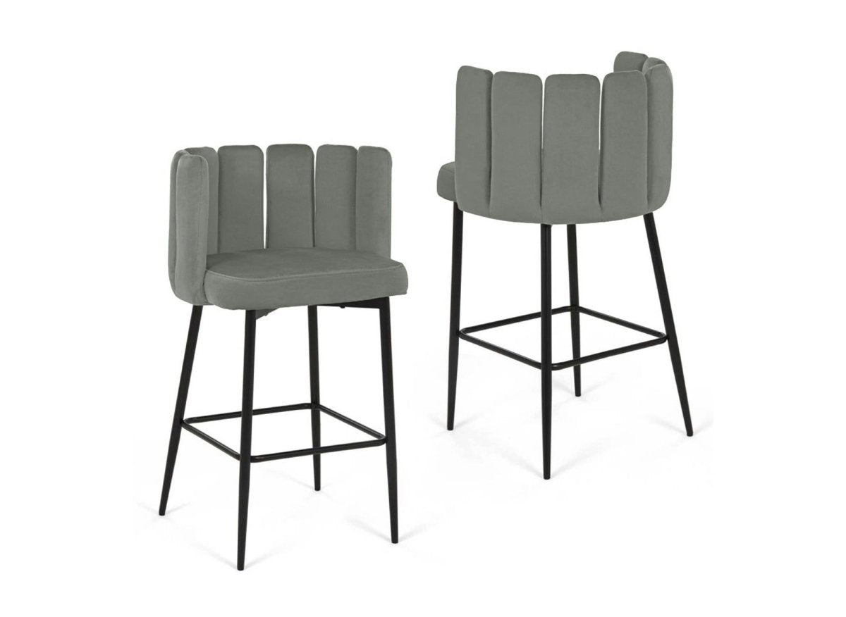 Lot de 2 tabourets de bar design en velours gris DEBBY - DécoInParis