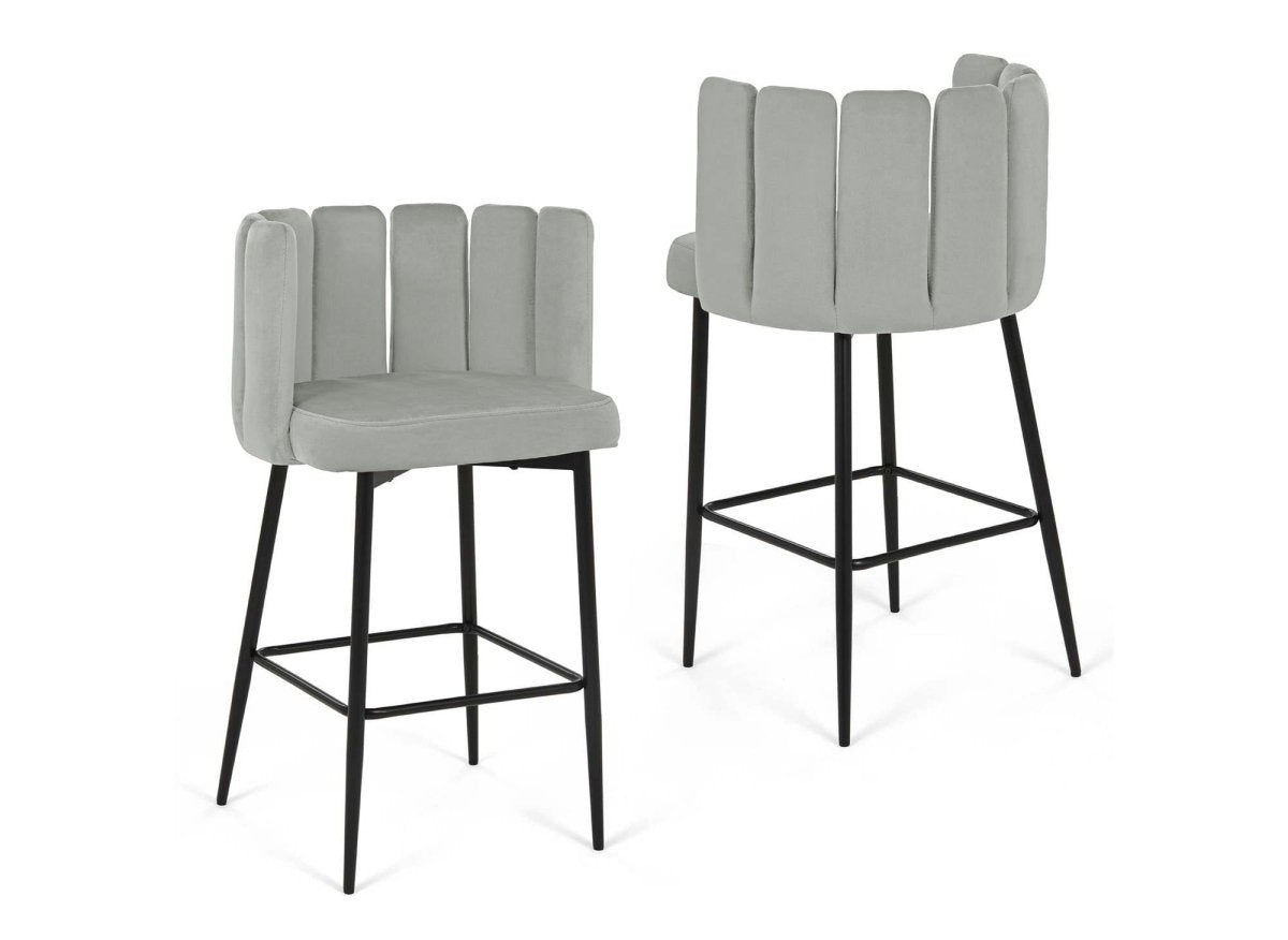 Lot de 2 tabourets de bar design en velours gris DEBBY - DécoInParis