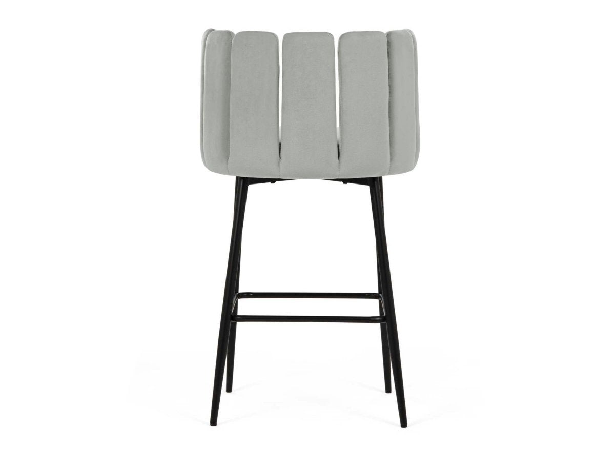 Lot de 2 tabourets de bar design en velours gris DEBBY - DécoInParis