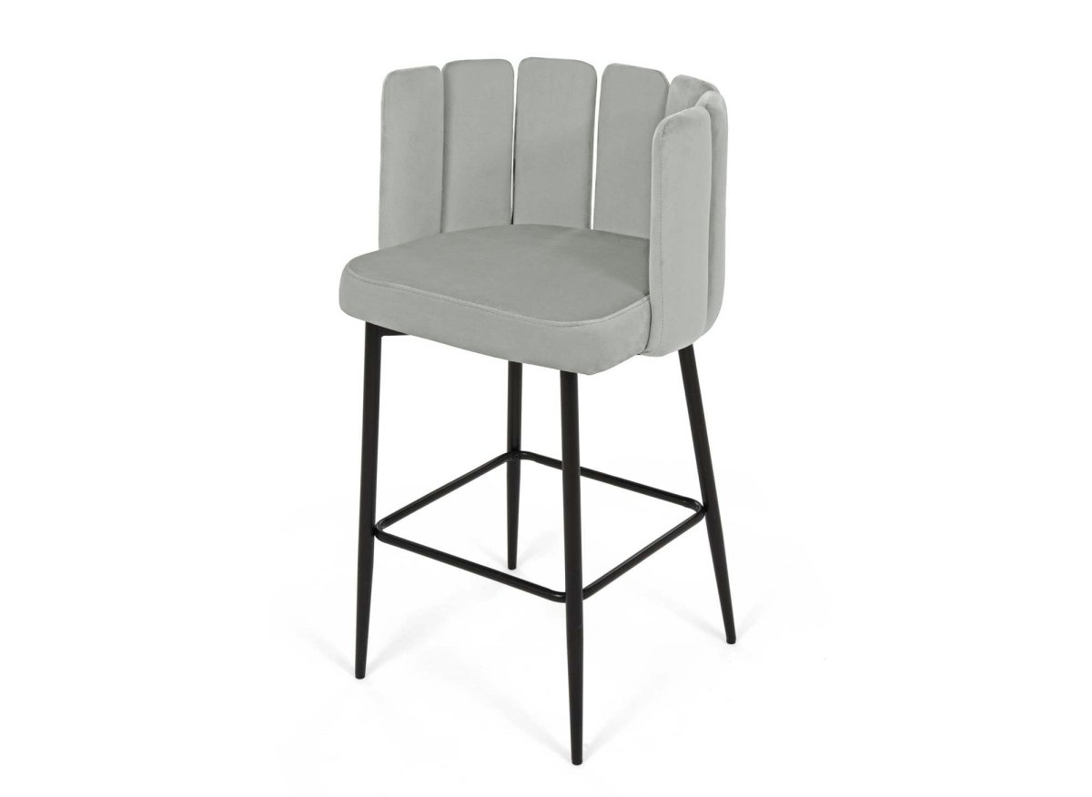 Lot de 2 tabourets de bar design en velours gris DEBBY - DécoInParis