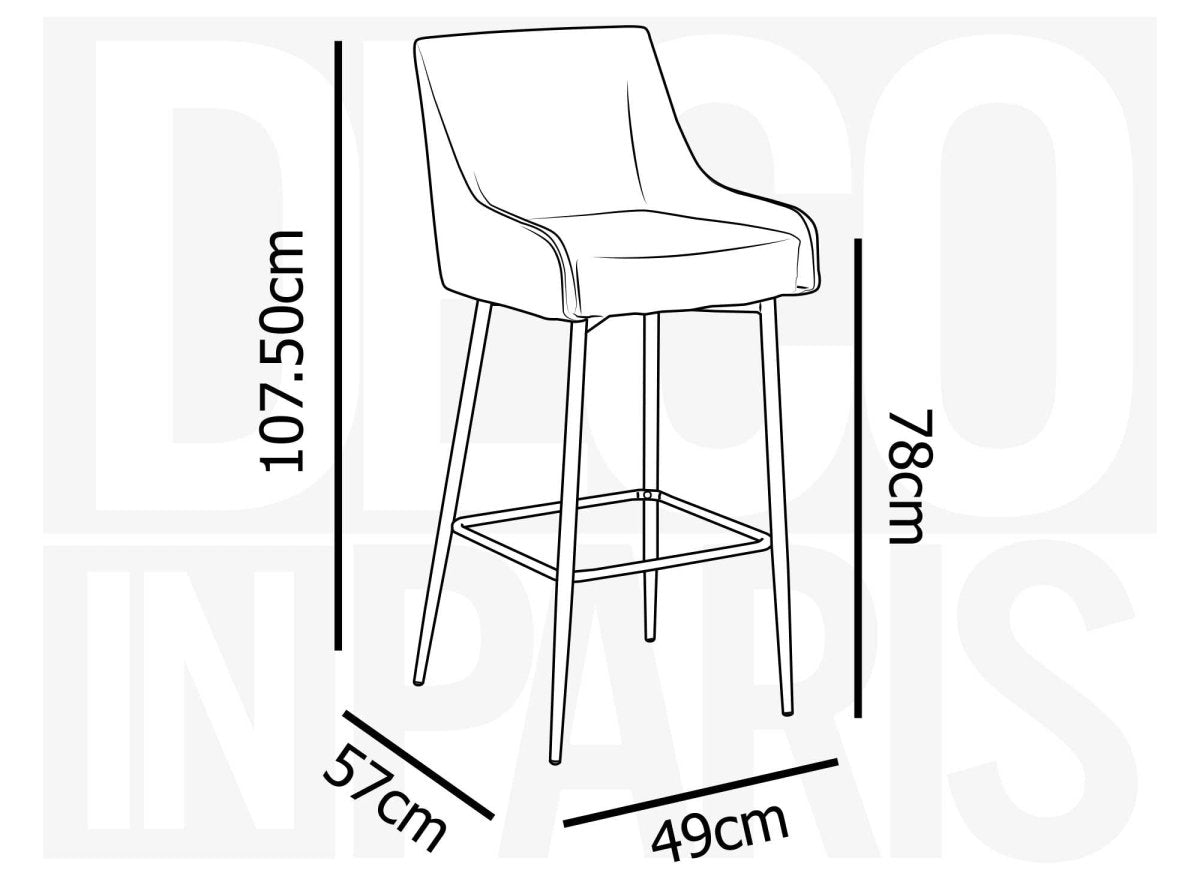 Lot de 2 tabourets de bar design en velours gris LALYA - DécoInParis