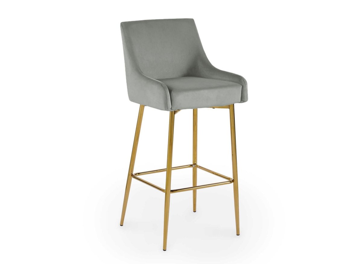 Lot de 2 tabourets de bar design en velours gris LALYA - DécoInParis