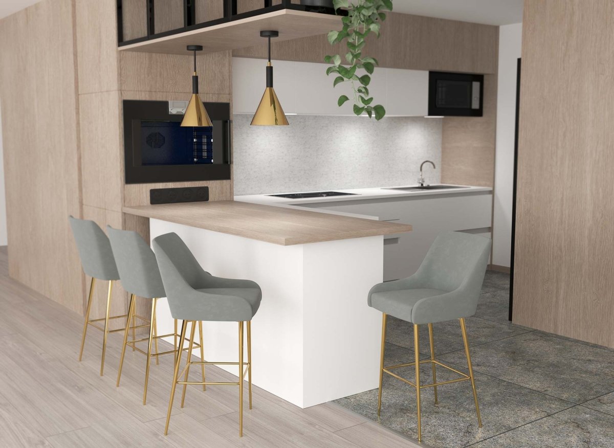 Lot de 2 tabourets de bar design en velours gris LALYA - DécoInParis