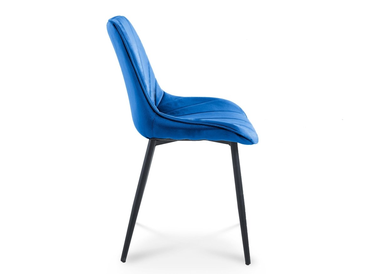 Lot de 4 chaises design en velours bleu ELOVA - DécoInParis