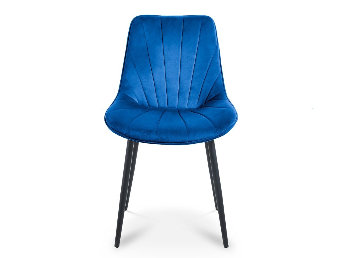 Lot de 4 chaises design en velours bleu ELOVA - DécoInParis