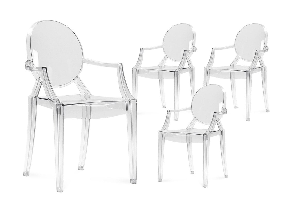 Lot de 4 chaises en plexi transparent avec accoudoirs TOLGA - DécoInParis