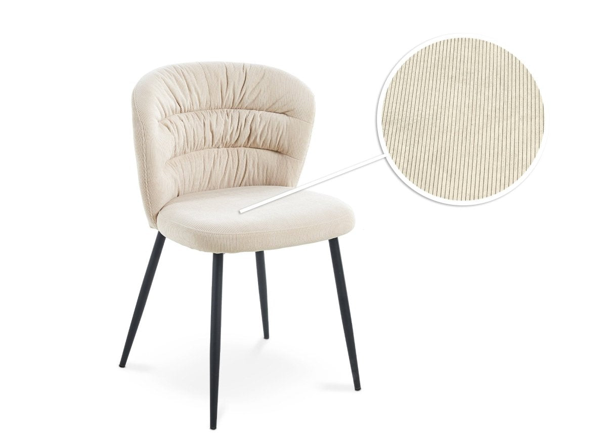 Lot de 4 chaises en velours côtelé beige DANIELA - DécoInParis