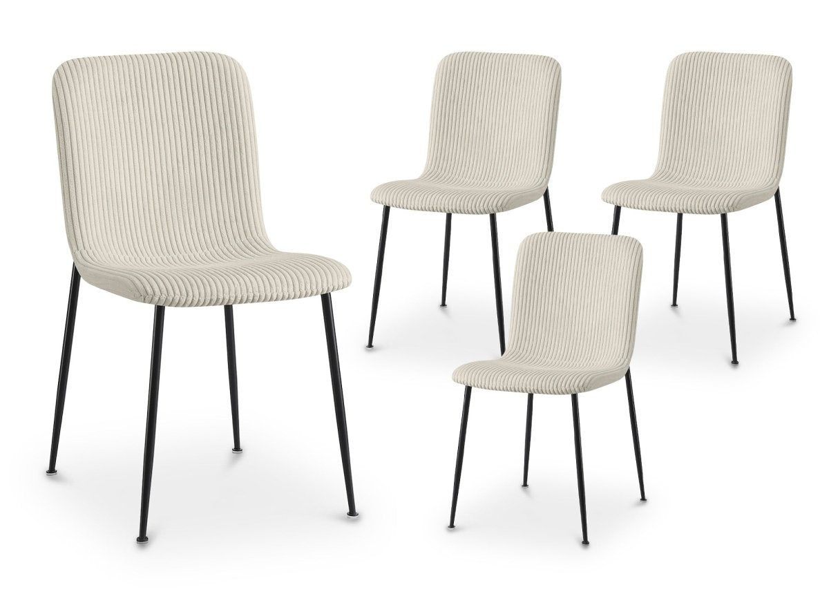 Lot de 4 chaises en velours gros côtelé beige CHERYL - DécoInParis
