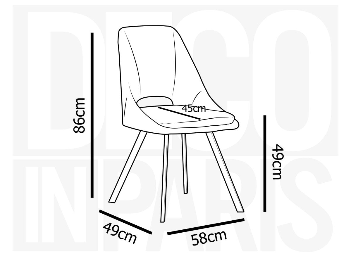 Lot de 4 chaises en velours texturé gris NARCISSE - DécoInParis