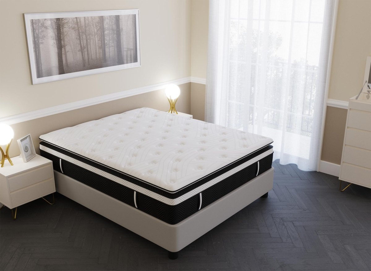 Matelas hybride mémoire de forme 180 x 200 cm épaisseur 35 cm - CLOUDY - DécoInParis
