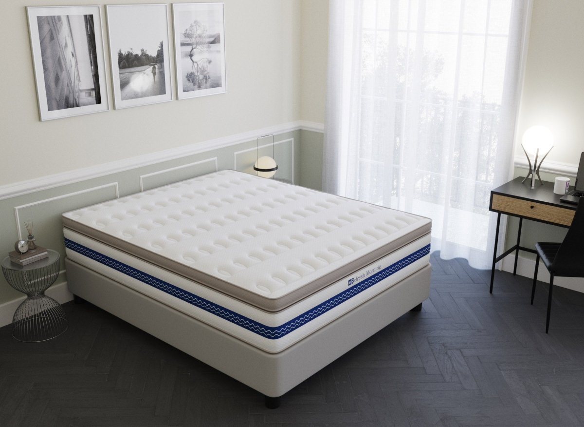Matelas hybride REFRESH 140 x 190 cm ressorts ensachés et mémoire de forme épaisseur 32 cm - DécoInParis