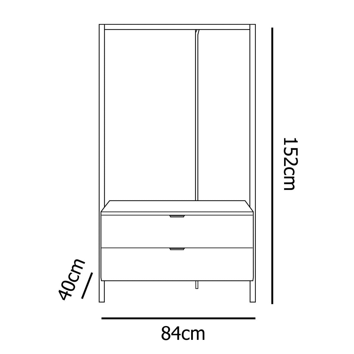 Meuble d'entrée portant et 2 tiroirs en bois et métal GLENN - DécoInParis