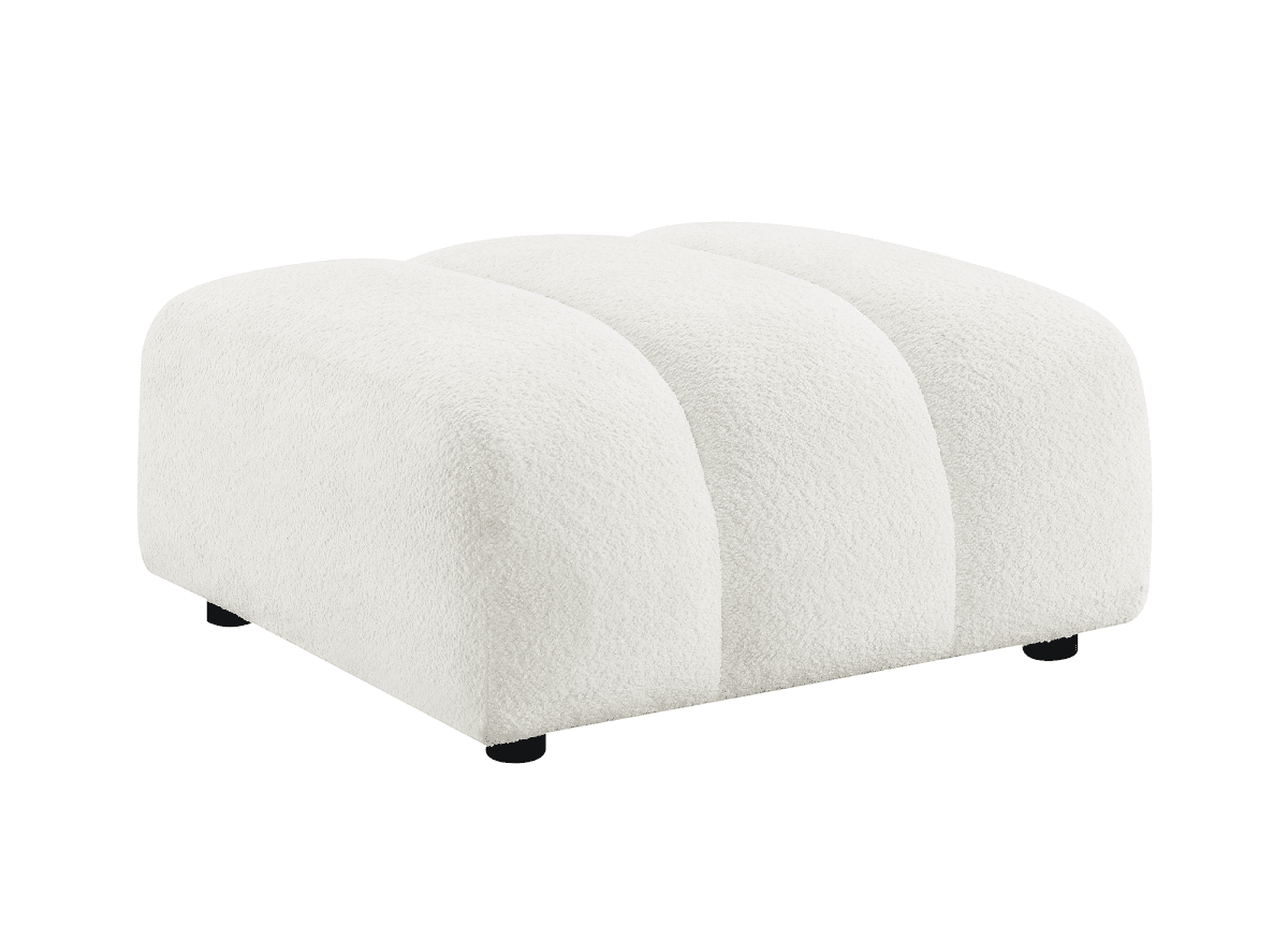 Pouf en tissu bouclette écru AELIS - DécoInParis