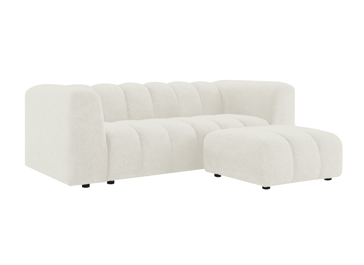 Pouf en tissu bouclette écru AELIS - DécoInParis