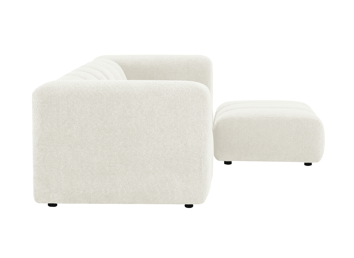 Pouf en tissu bouclette écru AELIS - DécoInParis