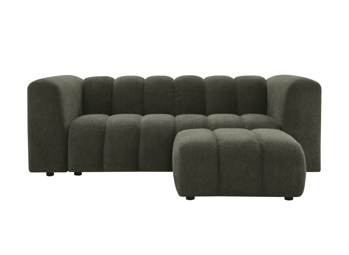 Pouf en tissu bouclette vert AELIS - DécoInParis