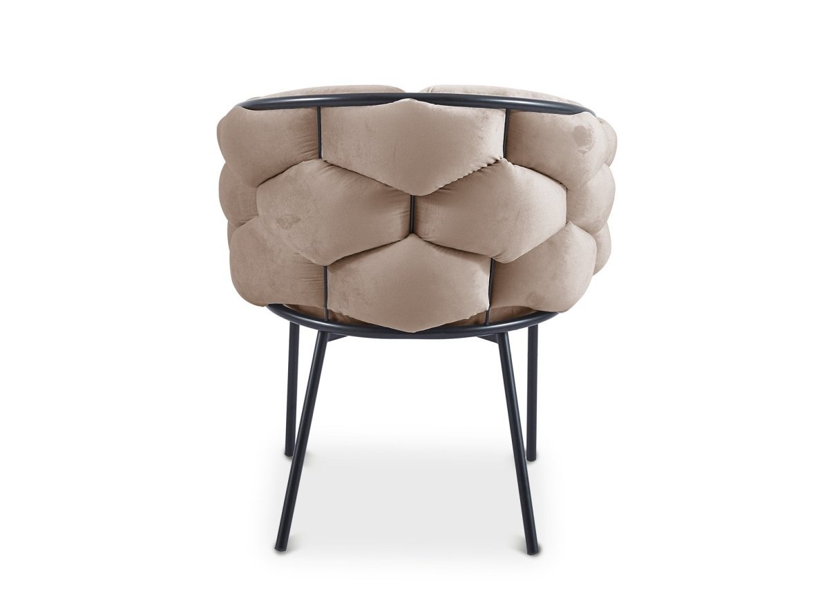 Table à manger 6 personnes ELMA + Lot de 6 chaises en velours taupe CHARLOTTE - DécoInParis