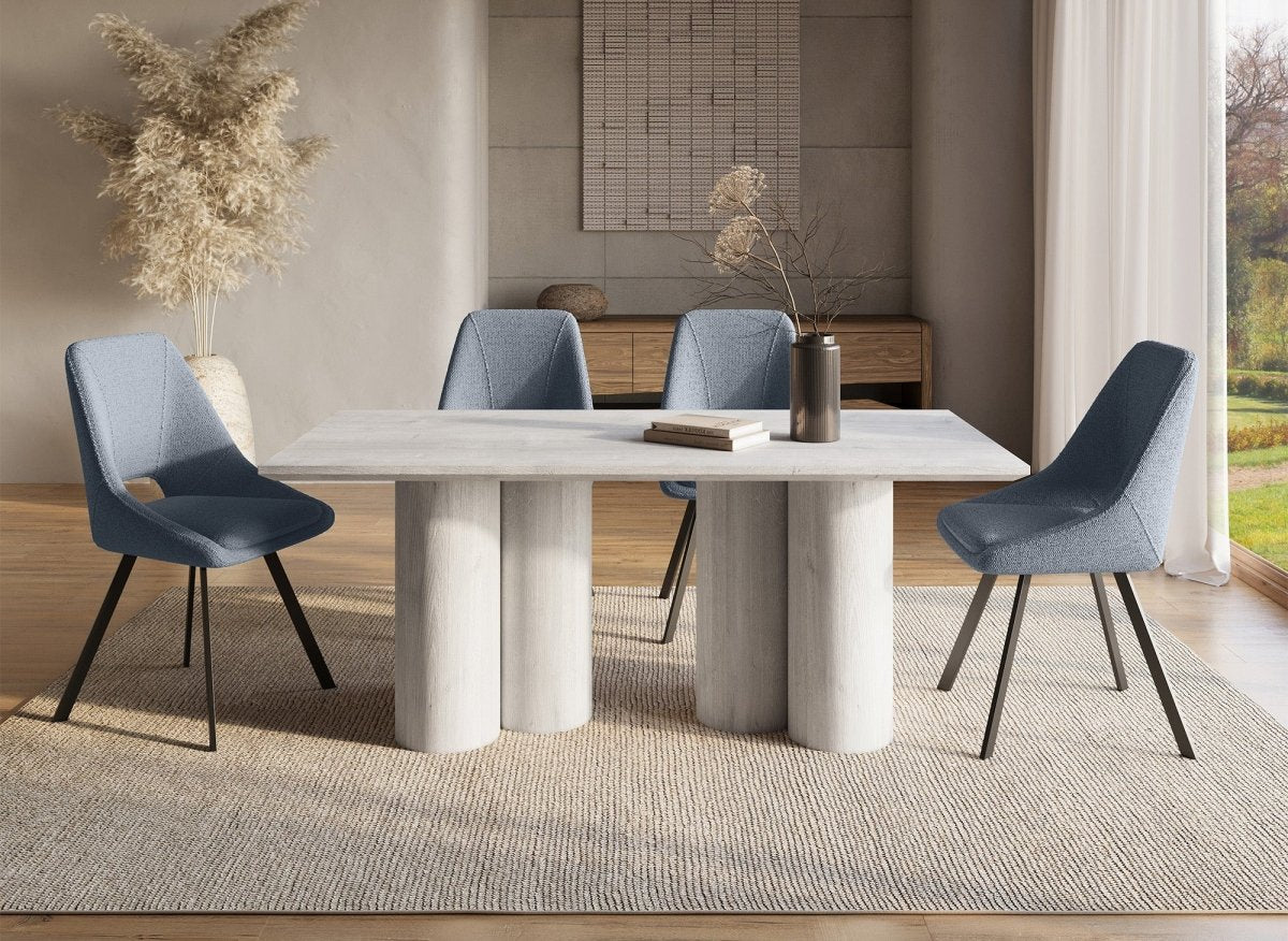 Table à manger blanche pieds forme organique 6 personnes ROSALIA - DécoInParis