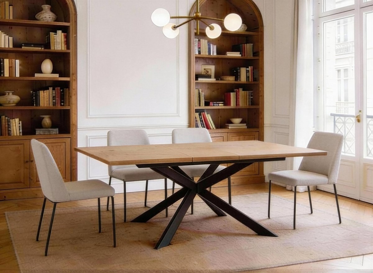 Table à manger extensible couleur bois 6 - 10 personnes ODINE - DécoInParis