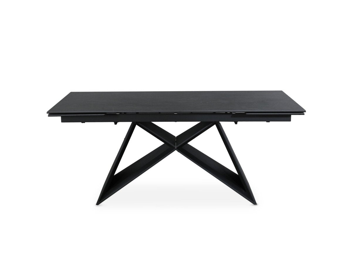 Table à manger extensible en céramique noire effet marbre GABRIEL - DécoInParis