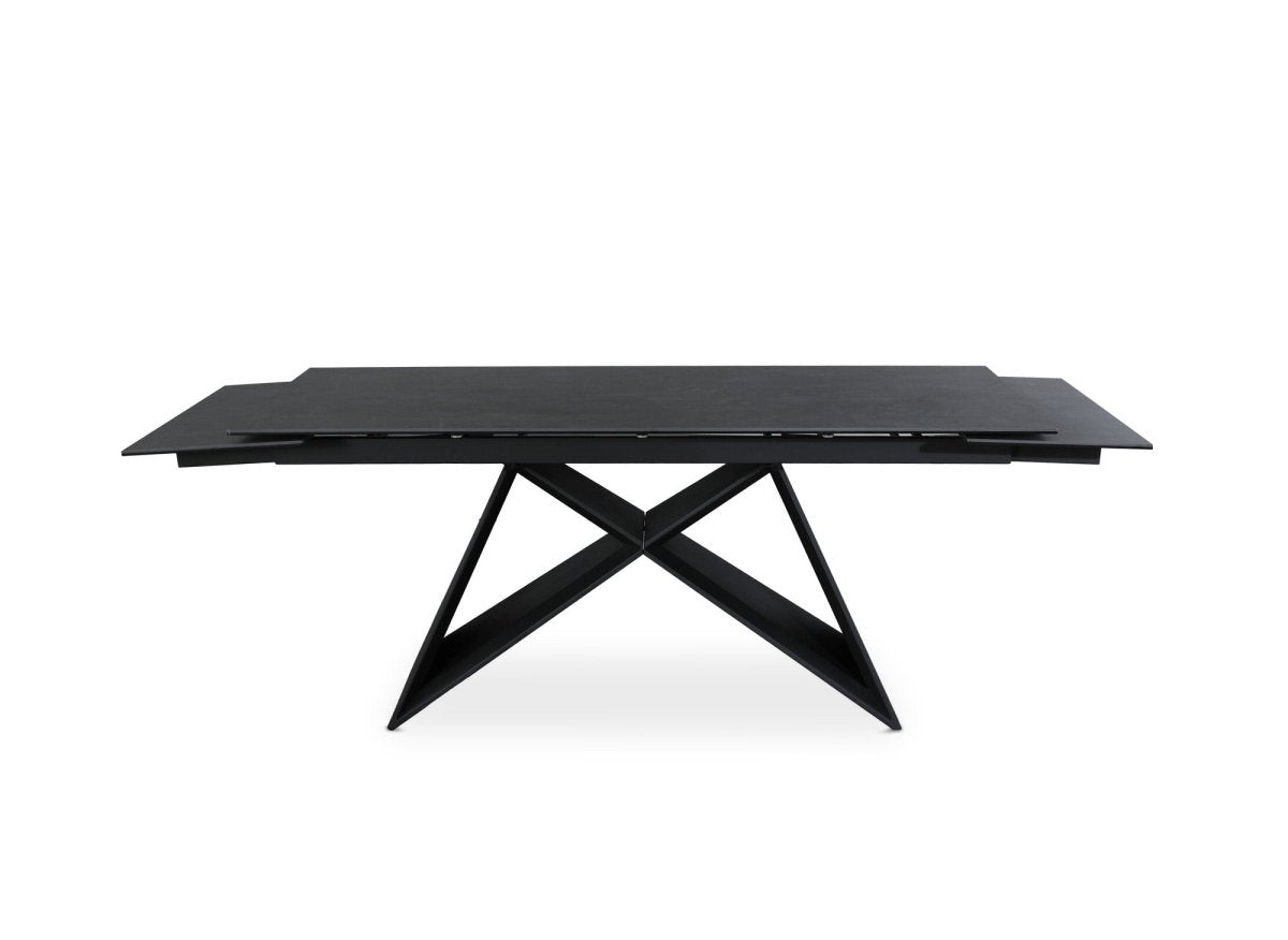 Table à manger extensible en céramique noire effet marbre GABRIEL - DécoInParis