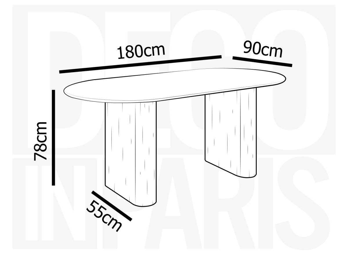 Table à manger ovale en marbre composite beige 6 personnes ELMA - DécoInParis