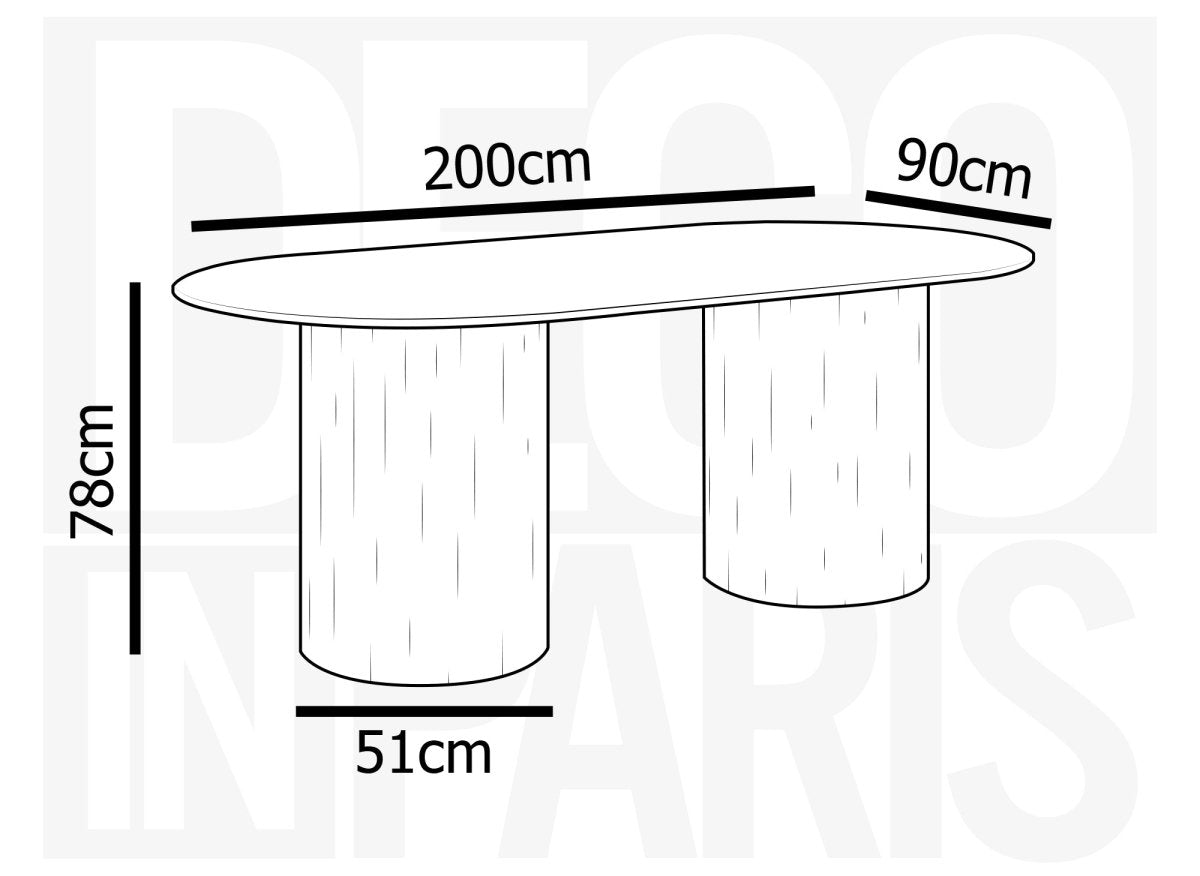 Table à manger ovale en marbre composite beige 8 personnes DHARA - DécoInParis