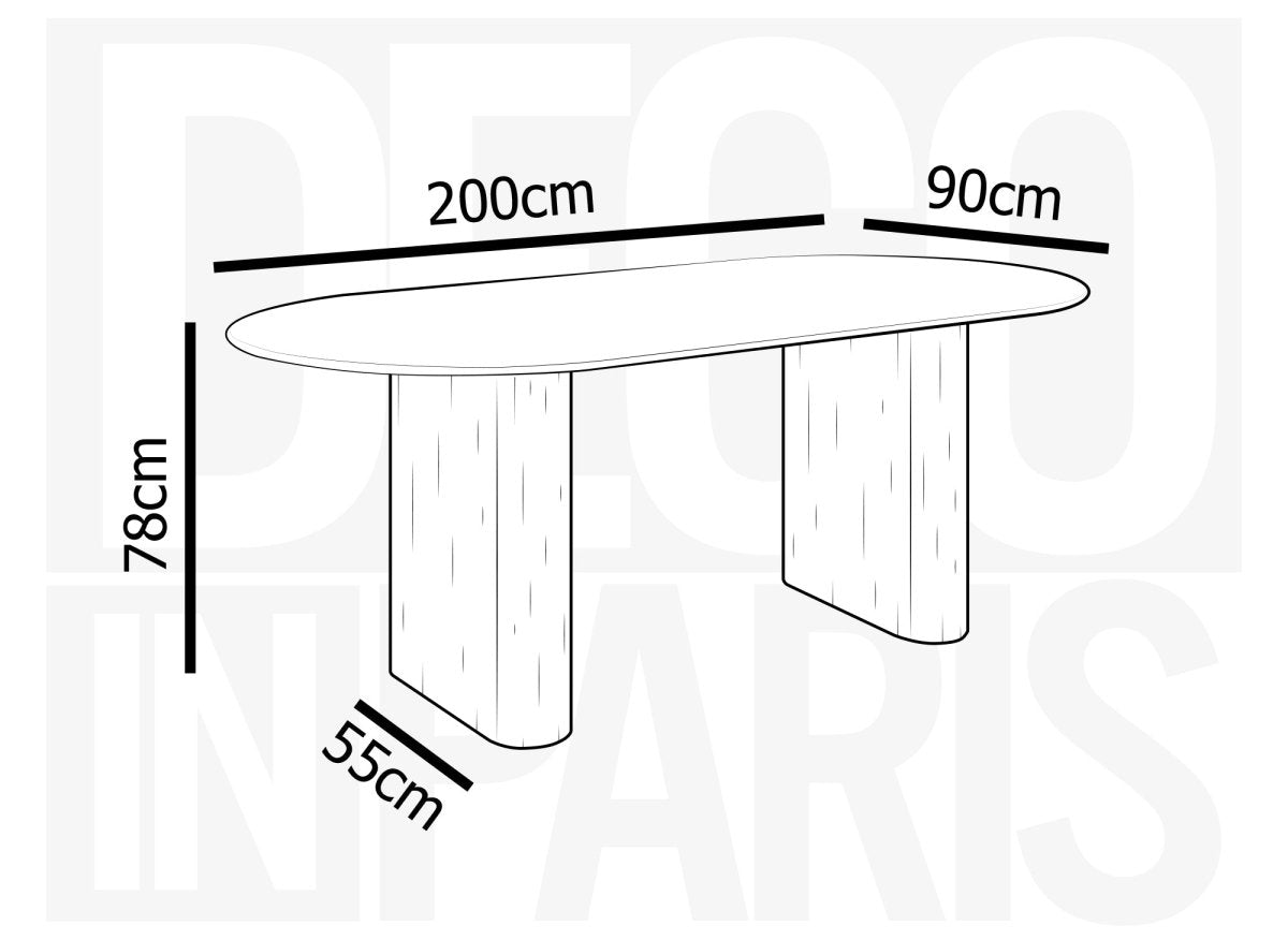 Table à manger ovale en marbre composite beige 8 personnes ELMA - DécoInParis