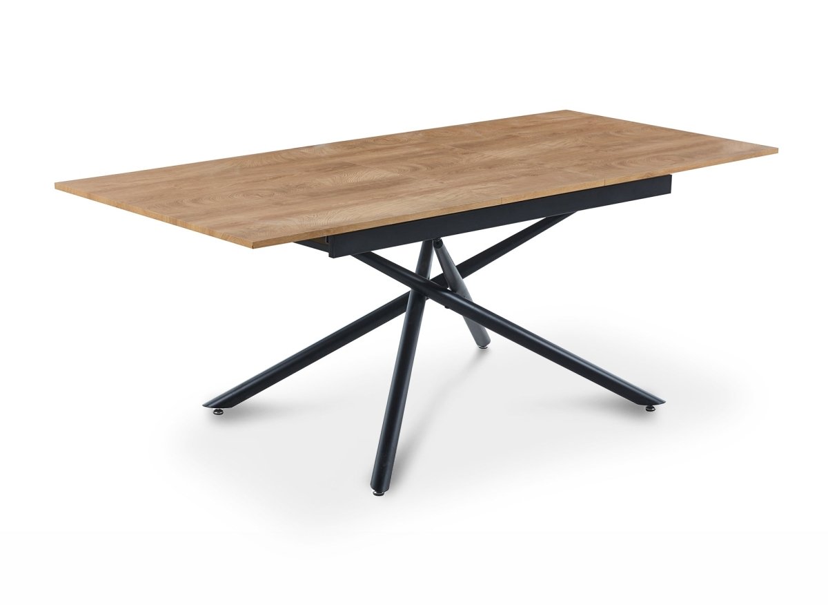 Table à manger rectangulaire à rallonge couleur chêne foncé ZORO - DécoInParis