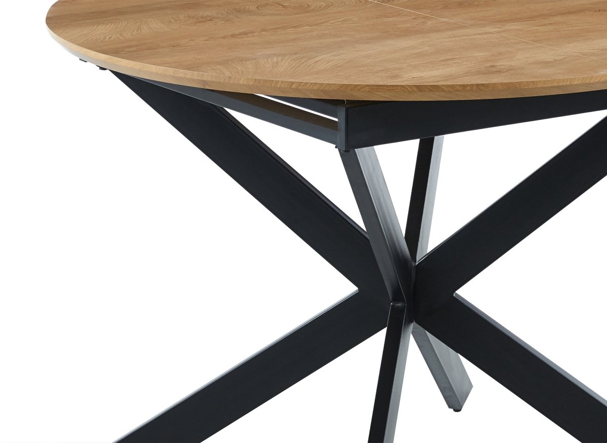 Table à manger ronde à rallonge couleur chêne VENOM - DécoInParis