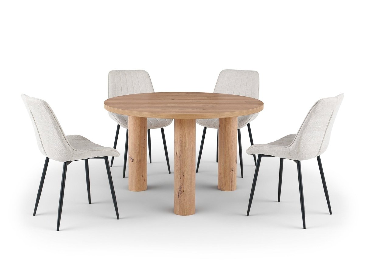 Table à manger ronde effet bois LORINA - DécoInParis