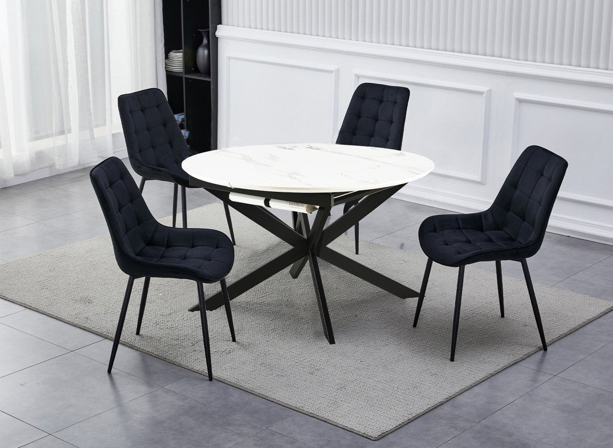 Table à manger ronde extensible blanc KOBY - DécoInParis