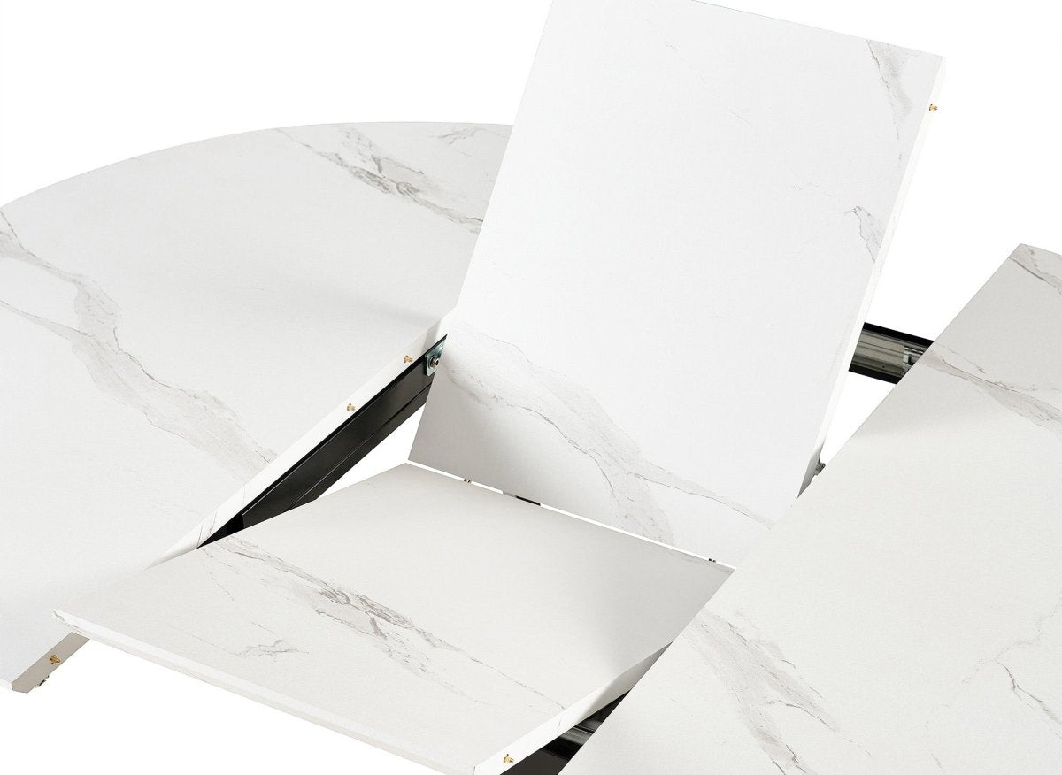 Table à manger ronde extensible blanc KOBY - DécoInParis