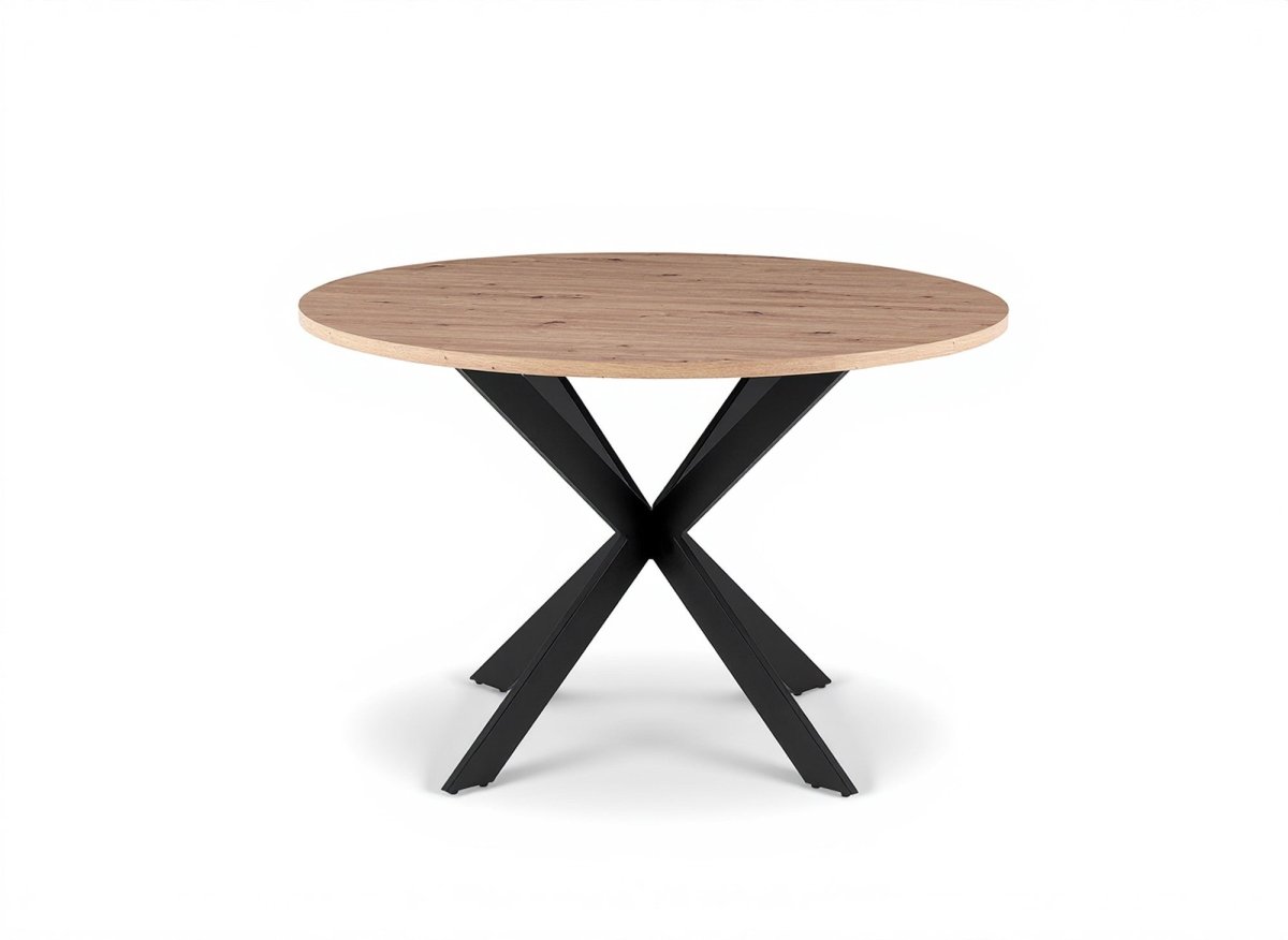 Table à manger ronde SINAYA + Lot de 4 chaises grises CECILE - DécoInParis